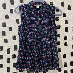 DVF silk top blue pink floral